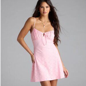Windsor Eyelet A-Line Mini Dress - Pink - XS - NWT